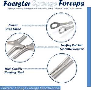 Pince médicale en éponge en acier inoxydable Pince à éponge Opération de ventouses Pince ovale Coude droit par Surgiright Instruments - Product Image 2