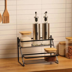Stylish Metal & Glass Spice <b>Rack</b>: Sleek Storage for Your <b>Kitchen</b> Essentials - Product Image 1