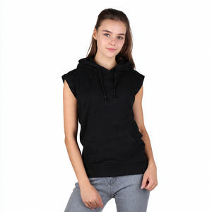 Streetwear <b>Sleeveless</b> <b>Hoodie</b> Women Jogging Wear <b>Sleeveless</b> Hood Singlet Top Ladies Workout Fitness Without Sleeve Hood Tops - Product Image 2