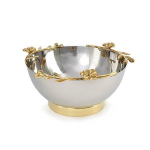 Aluminium Dessert Bowl With Brass Stand And Spoon Silver And <b>Gold</b> <b>Color</b> Round Shape <b>Food</b> Serving Bowl For Sale - Product Image 4