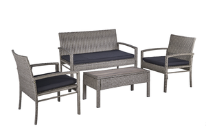 Confortable élégant 4 pièces en osier ensemble de sièges d'extérieur Table basse pour salon salle à manger cour hôtel parc rotin Durable - Product Image 4