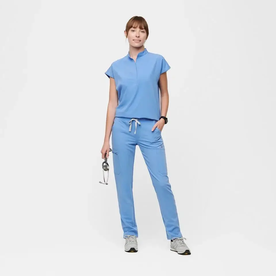 Customizable Medical Scrubs Fashionable Nursing Jogger Nurse Uniform Suit Woman's Hospital Scrubs Made of Polyster Nylon