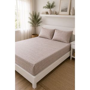 Ensemble de draps en coton 100% extra large, beige, avec fonction respirante - Product Image 3