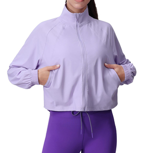 Veste de yoga pour femme à manches longues, respirante, à séchage rapide, avec fermeture éclair sur le devant, logo, pour la course à pied décontractée en plein air, fitness, design élégant - Product Image 6