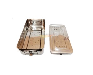 Caja de Almacenamiento para Instrumentos Quirúrgicos de 8×16×4 Pulgadas - Contenedor de Esterilización de Acero Inoxidable de Primera Calidad para Uso Hospitalario y Clínico - Product Image 1