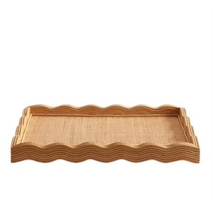 Bandeja de ratán estilo cesta redonda tejida con asas para servir comida, comedor, café, desayuno, cocina, almacenamiento y uso doméstico rústico - Product Image 5