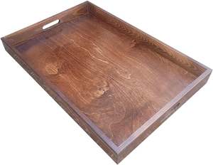 Ensemble de 2 plateaux de service en bois d'acacia en bois de gros - Product Image 4