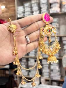 Premium Brass Base Pachi Kundan Doublet Stone Kashmiri <b>Earrings</b> <b>Gold</b> Polish <b>Earrings</b> For Women Latest Unique Design <b>Earrings</b> - Product Image 3