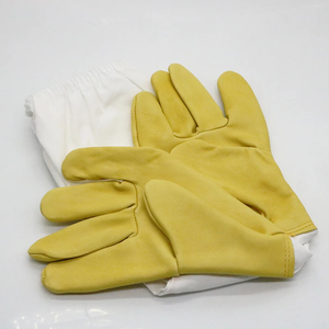 Venta de fábrica de alta calidad 2025, guantes largos de malla de algodón de cuero gris, guantes de cultivo de abejas, guantes de cuero de cabra para apicultura OEM - Product Image 5