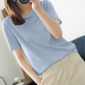 Vente en gros de chemises pour femmes OEM/ODM personnalisées lourdes de haute qualité 100% coton T-shirts en coton uni deux tons respirants Street Wear - Product Image 5