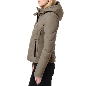 Blanc femmes Parkas légers conçus hiver mince bouffant manteau décontracté O cou épais coton rembourré femme veste courte - Product Image 5