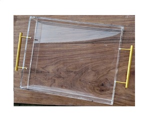 Plateau de service en acrylique de haute qualité avec poignée en métal provenant de l'inde, artisanat de qualité - Product Image 2