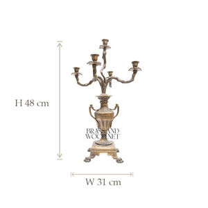Conjunto de reloj y candelabros de latón antiguo, diseño decorativo adornado con acabado envejecido Vintage para interiores clásicos de lujo - Product Image 5