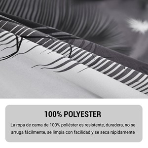 Set copripiumino 3 pezzi 100% poliestere con motivo vegetale per uso domestico, con lenzuolo con angoli e federa, lavabile - Product Image 5