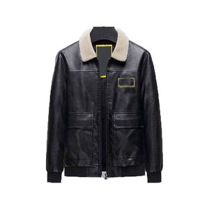 OEM chaqueta de cuero de vaca de alta calidad personalizada para hombre con piel de fax Lona de invierno al por mayor - Product Image 5