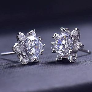 925 <b>Silver</b> 1 Ct Round Brilliant Moissanite Cut Floral Style <b>Stud</b> Engagement/Anniversary/Birthday Gift Earring For Women/Her - Product Image 3