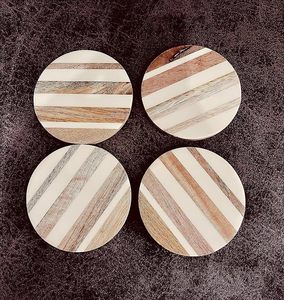 4 pièces gratuit de haute qualité classique rustique Acacia bois sous-verres liège café thé tasse tampons tapis de Table pour la maison cuisine AUAR ARTISAN - Product Image 4