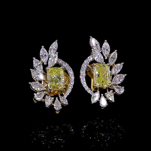 Pendientes de Diamantes Cultivados en Laboratorio con Corte Marquesa y Pera, con Zafiro Verde-Amarillo de Laboratorio |   Joyería de Lujo para Fiestas y Cócteles - Product Image 1