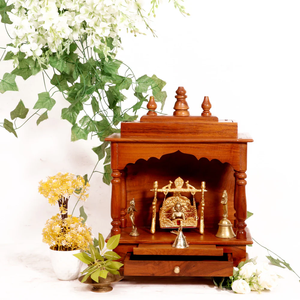 Indian Wooden Temple | Handcrafted Pooja <b>Mandir</b> | Home Shrine | Traditional Prayer Cabinet Living Room KA833 - Product Image 1
