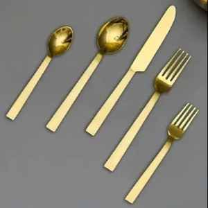 Ensemble de 4 couverts uniques en acier inoxydable couleur cuivre pour salle à manger et restaurants, fourchette, couteau et cuillère. - Product Image 2
