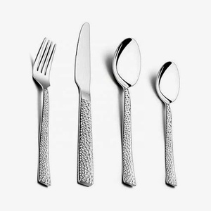 Wholesale Silver Stainless Steel <b>Flatware</b> <b>Set</b> with Unique Design High Quality Modern Silver Hammered Handle <b>Flatware</b> - Product Image 1