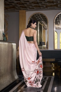 Sôi động SATIN LỤA <span class=keywords><strong>Saree</strong></span> với in phong cách và moonga lụa hotfix áo cho người mua bán buôn của dân tộc Ấn Độ trang phục - Product Image 5