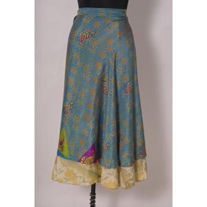 กระโปรงฮิปปี้แนวโบฮีเมียนผ้าไหมแบบกลับด้านได้ทำด้วยมือในอินเดียวินเทจผ้าไหมโพลีเดรสกระโปรงยาวคอสำหรับผู้หญิง - Product Image 1