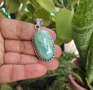 Nueva llegada de joyería de moda amazonita natural de piedras preciosas ovaladas collar plateado hecho a mano de cristal curativo - Product Image 3