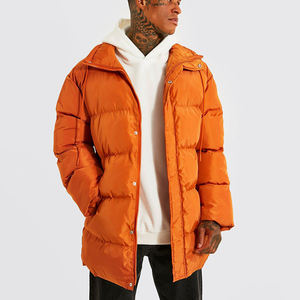 Veste matelassée en toile à bulles avec logo personnalisable OEM pour hommes, col montant avec capuche détachable, manteaux d'hiver chauds et épais - Product Image 3