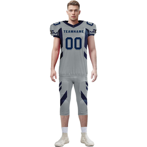 Service OEM, ensembles d'uniformes de football américain respirants, légers, à séchage rapide, antibactériens, anti-UV, personnalisables, couleur grise, taille plus - Product Image 3
