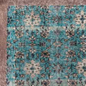 Alfombra Vintage de 3.5x6.5 pies, Alfombra Turca Azul Ikat de Lana - Product Image 3