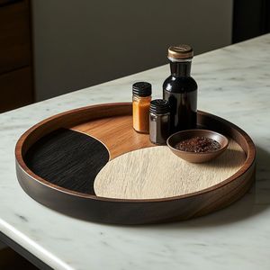 Plateaux ronds en bois parfaits pour organiser les tables basses avec une valeur décorative et fonctionnelle - Product Image 3