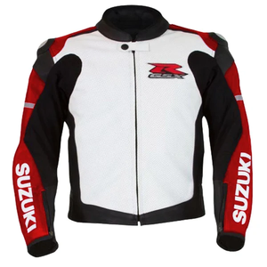 Chaqueta de Motociclismo para Hombre Zuzuki, de Cuero Vacuno Genuino, con Protección de Nivel 2 CE y Soporte para la Espalda - Product Image 1