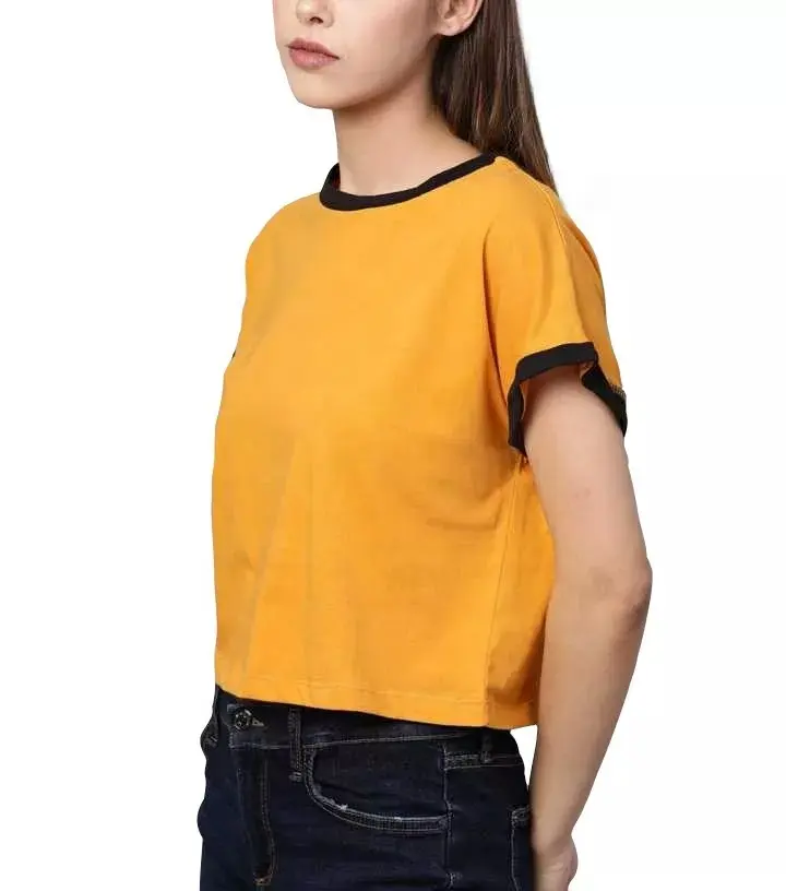 Camiseta lisa de manga corta para mujer, Camiseta 100% de algodón de color sólido con logotipo personalizado, de alta calidad, maximice Wear