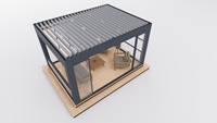 Pergola bioclimatique compacte moderne et écologique en alliage d'aluminium thermolaqué, résistante à la corrosion et imperméable