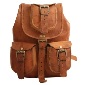 2024 Women New Fashion Bag Solid Brown Full Grain Leather Travel Laptop Backpack Rucksack Rustic Leather Large Capacity Backpack