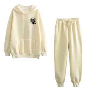 ชุดวอร์มผู้หญิงแบบ 2-in-1 เสื้อฮู้ดผ้าฟลีซ กางเกงจ็อกเกอร์ ผ้าฝ้ายออร์แกนิค 100% ระบายอากาศ แห้งเร็ว ปรับแต่งได้ ไซส์ XXL ขายส่ง - Product Image 2