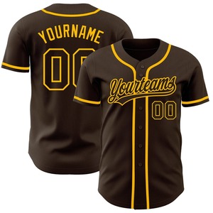 Camiseta de béisbol auténtica marrón-dorado personalizada ropa de equipo personalizada más vendida - Product Image 1