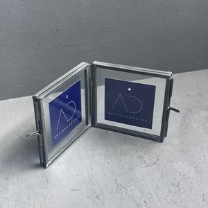 Picture <b>frame</b> <b>double</b> <b>side</b> table top <b>photo</b> <b>frame</b> decorative picture <b>frame</b> metal iron and glass with grey finish - Product Image 3