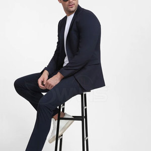 Latest Design Winter Men's Business Suits <b>Set</b> Casual Long Sleeve Black Color Plain 100% Cotton Breathable Double Breasted Custom - Product Image 3