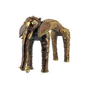Figura Decorativa de Elefante Estirado, Hecha a Mano en Latón Macizo, Color Bronce, 11 Pulgadas, Decoración para Mesa, Regalo, Artesanía India - Product Image 1