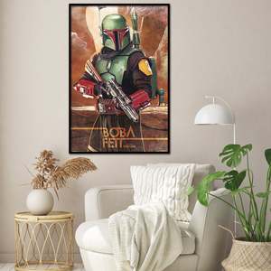 Modern Style the Mandalorian <b>Poster</b> Boba Fett Canvas Art with Black <b>Frame</b> for Wall Decor - Product Image 1