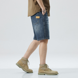 Pantalones Cortos de Mezclilla Tejidos Casuales de Verano para Hombre, Pantalones Cortos Deportivos con Estampado, Decoración de Cremallera, Logotipo, Cierre con Cordón, Transpirables y de Secado Rápido - Product Image 4