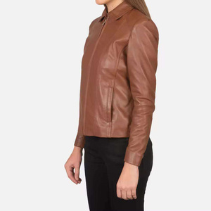 แจ็กเก็ตหนังแท้กันลมสำหรับผู้หญิง2025เสื้อแจ็กเก็ตหนังแท้สำหรับฤดูใบไม้ร่วงโลโก้ออกแบบได้ตามต้องการสำหรับฤดูหนาว - Product Image 3