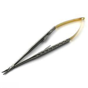 Castroviejo 140mm Porte-aiguille de qualité supérieure Manuel allemand en acier inoxydable avec poignées dorées Pointe TC Certifié CE - Product Image 1