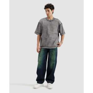 Camiseta Oversize de Algodón 100% con Detalles Crudos y Lavado, Estilo Boxy, para Fitness, con 300 Gramos de Peso y Estampado Serigrafiado - Product Image 2