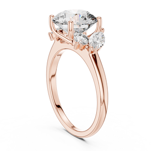 LUXURY 3CT LAB GROWN ROUND CUT <b>DIAMOND</b> <b>RING</b> WITH 0.8CT SIDE STONE SET IN 18KT ROSE GOLD DAILY WEAR ENGAGEMENT WEDDING - Product Image 1
