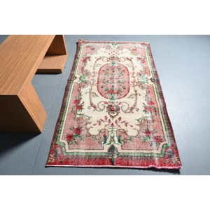 Tapis Kilim Oriental Beige Rouge Laine 3.6 X 6.5ft Turc Grande Surface Rectangle Tapis Latex 10mm Patchwork pour Couloir Chambre Décor - Product Image 1