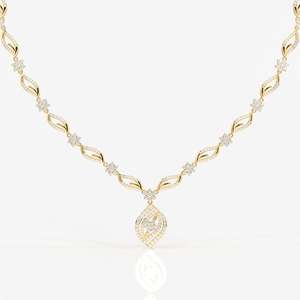 Collier de mariée en or 14 carats avec diamant cultivé en laboratoire Florence, ensembles de bijoux de mariage - Product Image 3