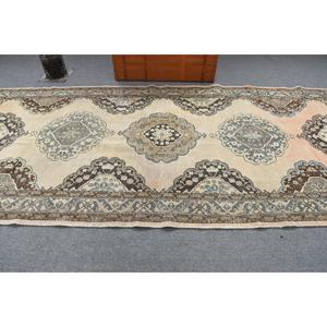 Alfombra Turca, Alfombra Vintage Grande de 5x11.3 pies, Alfombra de Lana con Diseño Floral Marrón - Product Image 2